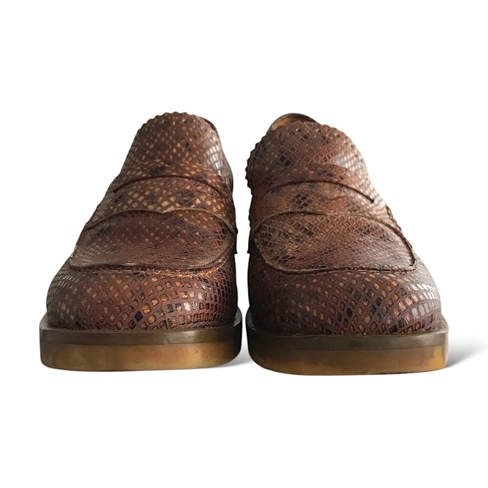 PF16 Paola Ferri Leather Chunky Block Heel Snakeskin Python Loafers EU 40 / US 9 - Picture 3 of 16